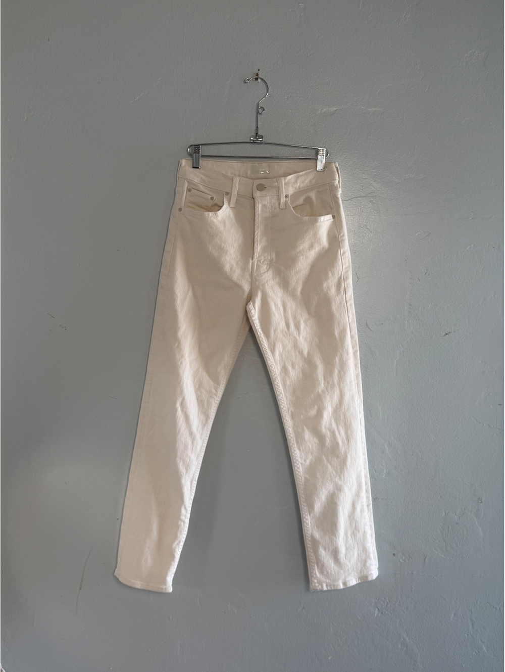 Mother Off-White High-Rise Skinny Jeans